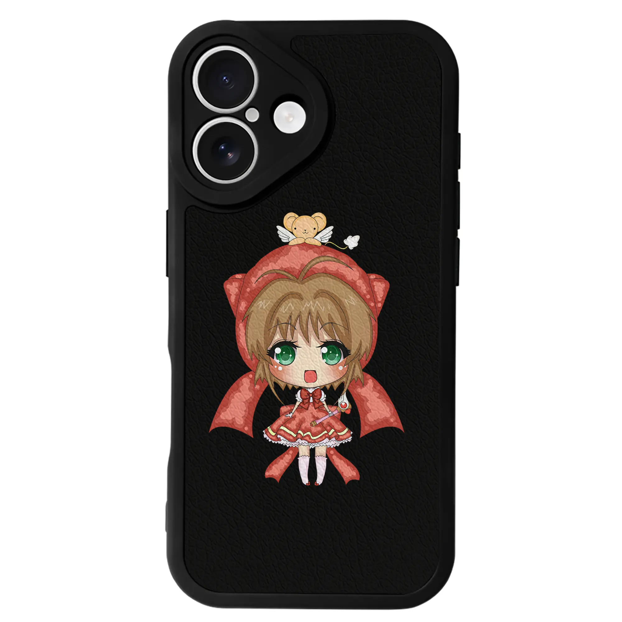 カードキャプターさくら グッズ,木之本桜 - IPhone 16シリーズ対応 ・ シリコンスマホケース ・ レザー調 ・ 高精度フィット ・ 耐衝撃 ・ ワイヤレス充電対応 ・ 精密カット